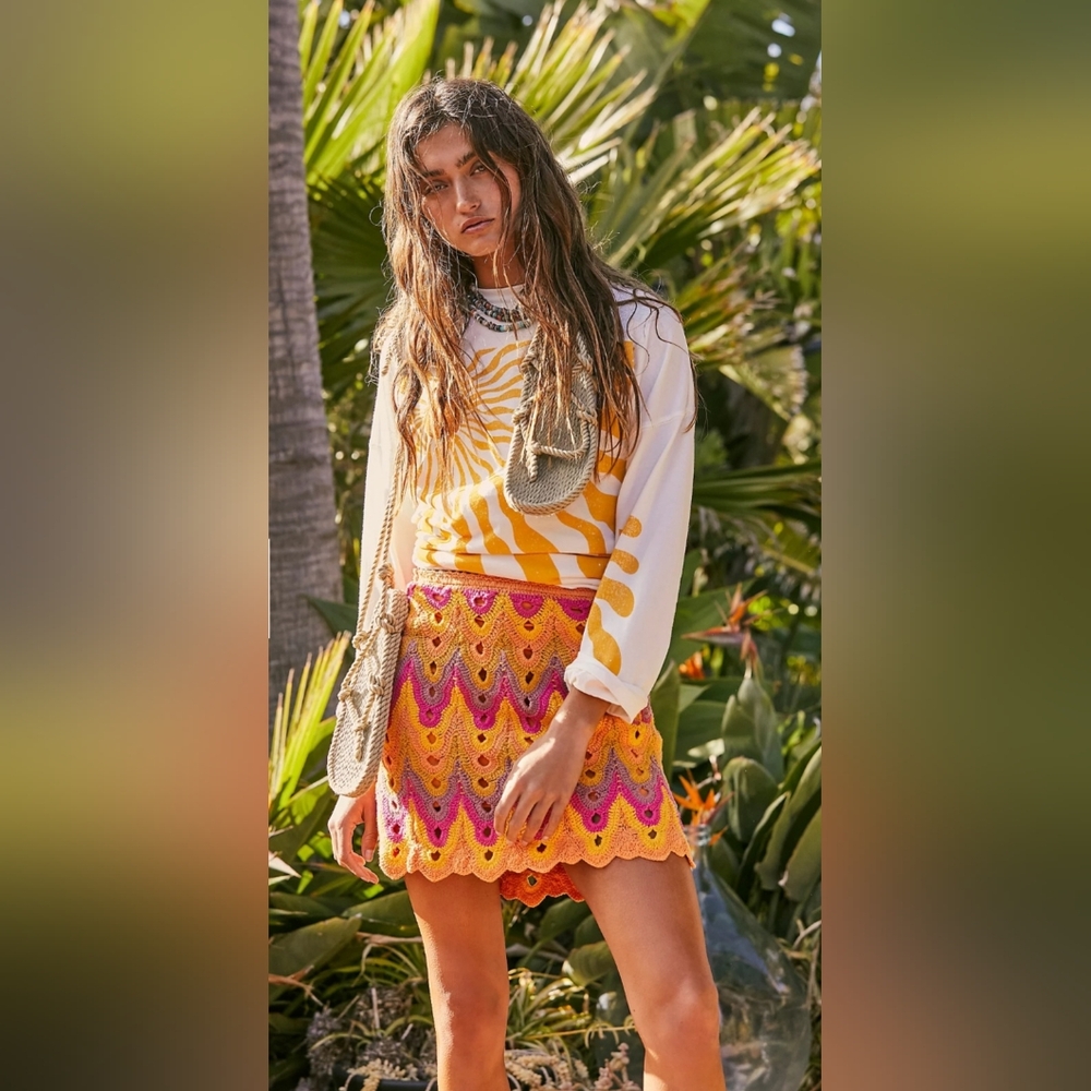 Free People Heat Of The Moment Crochet Skirt